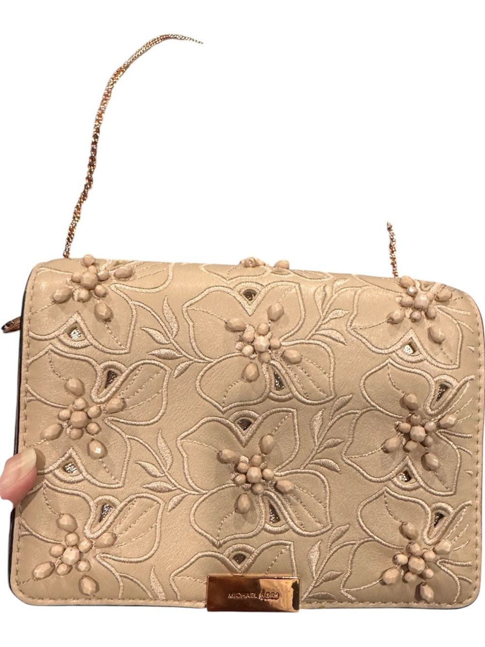 Michael Kors pale pink beautiful Chain Shoulder Bag. Rose gold chain-hardware